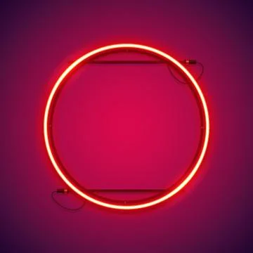 Round Red Neon Frame Stock Illustration