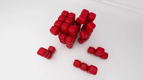 Round Red reflective cubes assembly Video stock 232051620