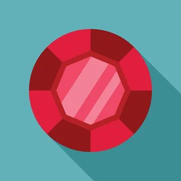 Round red ruby gemstone shining brightly Stock Illustration