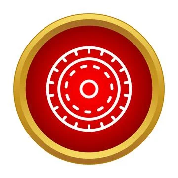 Round red shield icon representing defense and protection Stock Illustration