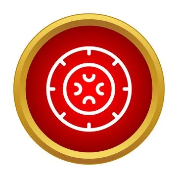 Round red shield icon representing protection and defense Illustrazione stock