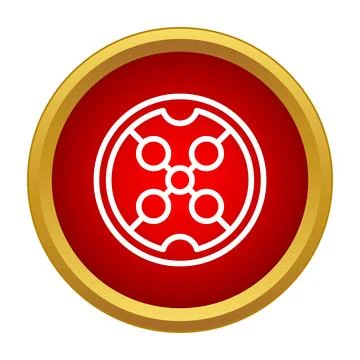 Round red shield icon representing protection and defense Stock Illustration