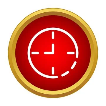 Round red time icon showing clock graphic Illustrazione stock