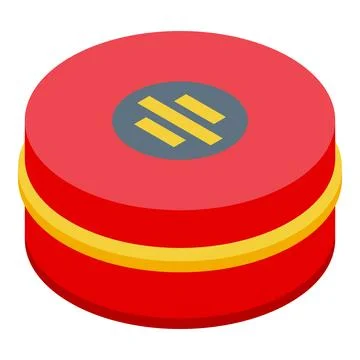 Round red tin box packaging with golden lines isometric view Stock Illustration