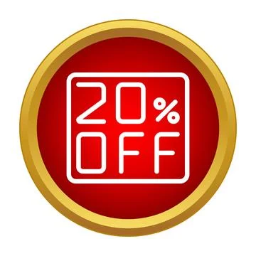 Round red web button showing a twenty percent off sale Stock Illustration