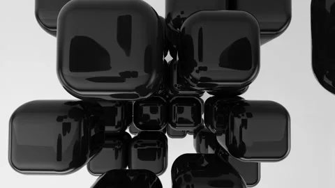 Round Reflective black cubes form large cube Stock Footage 232051433