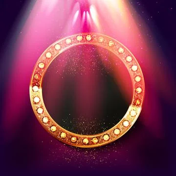 Round retro banner in the rays of light Stock Illustration
