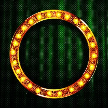Round retro frame with light bulbs. vector illustration Stock Illustration