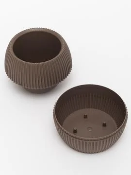 Round ribbed planter pot Stock Photos