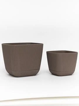Round ribbed planter pot Stock Photos