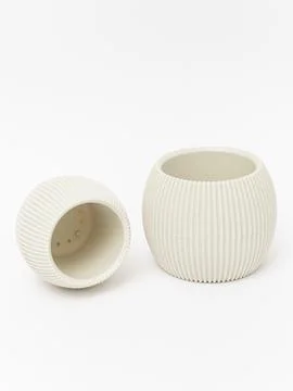 Round ribbed planter pot Stock Photos