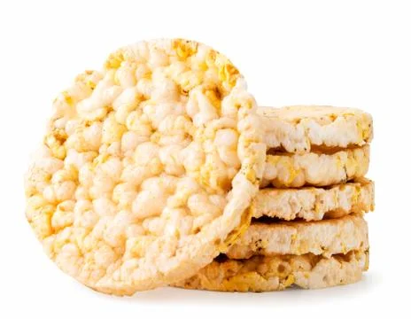 Round rice bread on a white background. Isolated crispbread Stock Photos