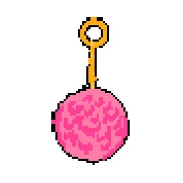 Round ring keychain pixel art vector illustration Stock Illustration