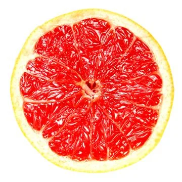 Round ripe grapefruit slice on white isolated background Stock Photos