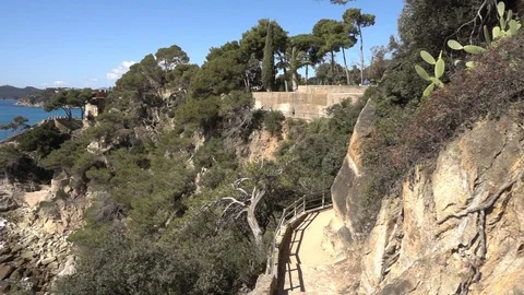 Round roads through Lloret de Mar, Costa brava Stock Footage 112327009