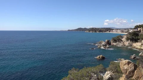 Round roads through Lloret de Mar, Costa brava Stock Footage 112382373