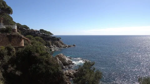 Round roads through Lloret de Mar, Costa brava Stock Footage 112382850