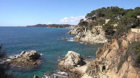 Round roads through Lloret de Mar, Costa brava Stock Footage 112384736