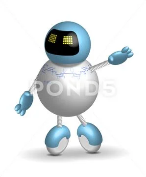 Round robot guide, a smart assistant on wheels. Technologies of the future Иллюстрация