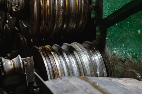 Round rolls of a rolling mill for cold rolling of steel Stock Photos