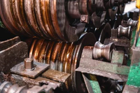 Round rolls of a rolling mill for cold rolling of steel Stock Photos