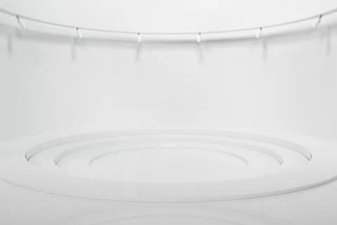 Round room with creative space, 3d rendering. Stock Illustration