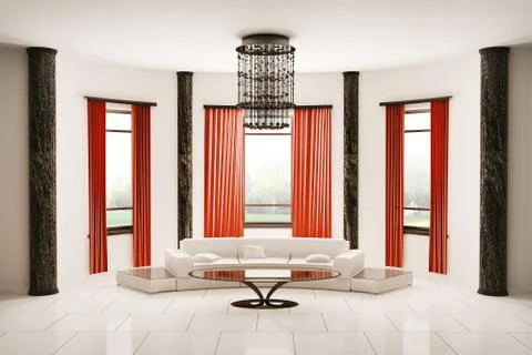 Round room interior 3d Stock Illustration