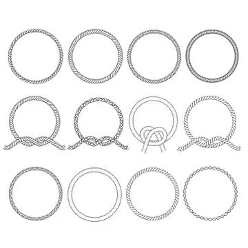 Round rope frame. Circle ropes, rounded border and decorative marine cable fr Illustrazione stock