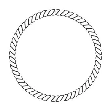 Round rope frame. Circle ropes, rounded border and decorative marine cable fr Stock Illustration