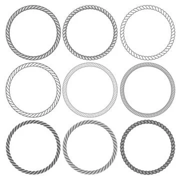 Round rope frames collection on white background 스톡 일러스트