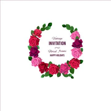 Round roses frame Stock Illustration