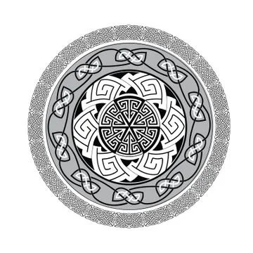 Round rosette pattern of the Vikings. Celtic style. Isolated on a white backg Stock Illustration