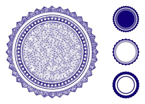 Round Rosette Seal Polygonal Web Vector Mesh Illustration Stock-Illustration