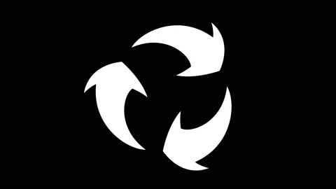 Round rotating, changing size animated arrows.  on a black background. Recycl Stock Footage 141261047