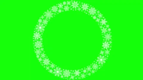 Round rotating snowflake frame, Chroma Key Stock Footage 291526440