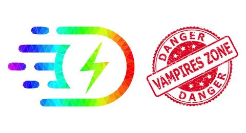 Round Rubber Danger Vampires Zone Stamp With Vector Triangle Filled Electric 스톡 일러스트