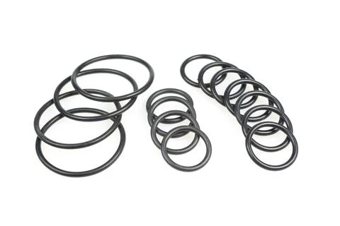 Round rubber gaskets of different sizes Stock Photos