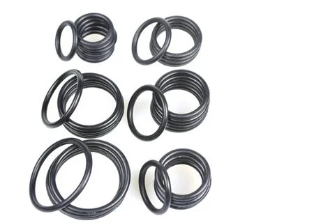 Round rubber gaskets of different sizes Stock Photos