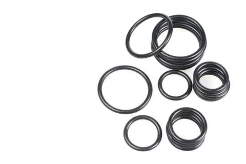 Round rubber gaskets of different sizes Stock-Fotos