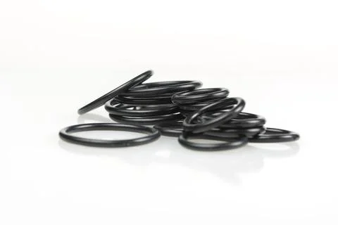 Round rubber gaskets of different sizes Stock Photos