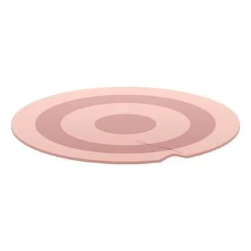 Round rug with striped pattern in nude beige color, vector cartoon woven carpet Illustrazione stock