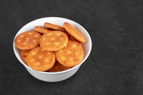 Round salted cracker Stock Photos