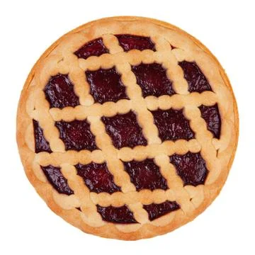 Round sand cake with jam Stock Photos