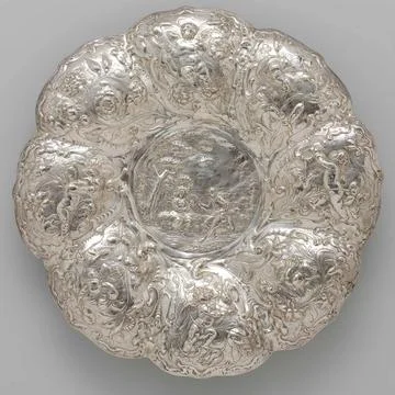 . The round scale rests on a stand ring and has a wide edge, made up of ei... Stock Photos