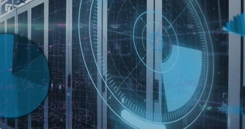 Round scanner and rotating technology enhance global business digital Stock Footage 327358324