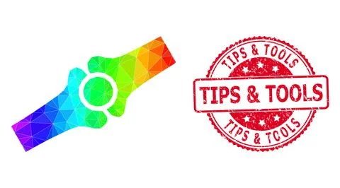 Round Scratched Tips &amp; Tools Seal Imprint with Vector Lowpoly Artificial Bone Stock Illustration