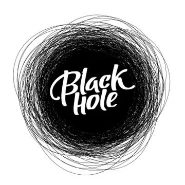 Round scribble vector frame with Black Hole text Stock Illustration