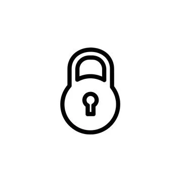 Round security padlock icon outline illustration for protection and safety .. Stock Illustration