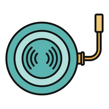 Round sensor detecting signal with connected wire Illustrazione stock