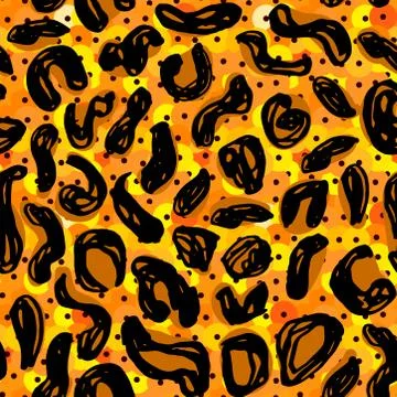 Round sequins leoperd seamless pattern bright background, golden metallic gol Stock Illustration